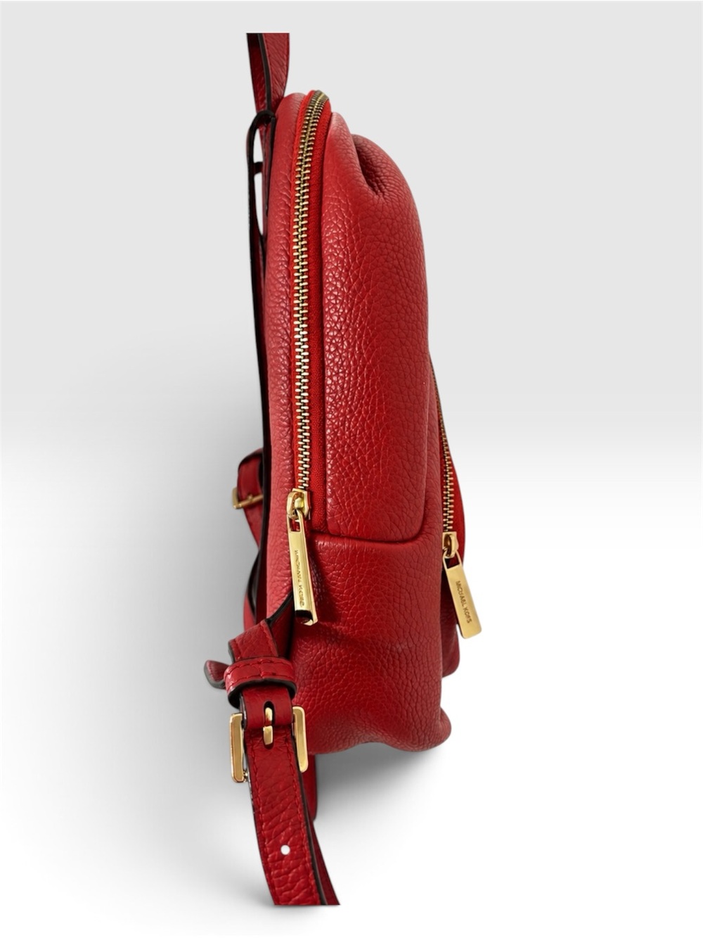 Michael Kors Red Studded Leather Backpack - Picture 4 of 10